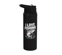 Amo la pesca e la pesca e l'avventura all'aperto Stainless Steel Insulated Water Bottle