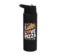 Amo la pizza Slice Heart Fun Cheesy Delight Stainless Steel Insulated Water Bottle