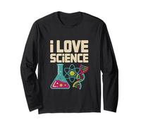 Amo la Scienza Beaker Atom Dna Nerd Maglia a Manica