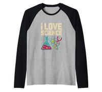 Amo la Scienza Beaker Atom Dna Nerd Maglia con Maniche Raglan