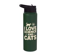 Amo la scienza e i gatti appassionato geek Stainless Steel Insulated Water Bottle