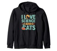 Amo la Scienza e i Gatti Chimica Feline Felpa con Cappuccio