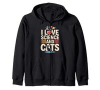Amo la Scienza e i Gatti Galaxy Fun Felpa con Cappuccio