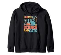 Amo la Scienza e l'espressione entusiasta dei Gatti Felpa con Cappuccio