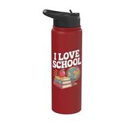 Amo la scuola Apple Books Globe Learning Stainless Steel Insulated Water Bottle