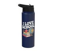 Amo la scuola Apple Books Globe Learning Stainless Steel Insulated Water Bottle