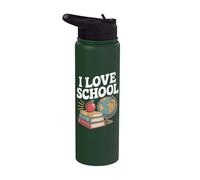 Amo la scuola Apple Books Globe Learning Stainless Steel Insulated Water Bottle