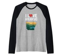Amo la Silhouette Artistica dello Stato dell'Arkansas Maglia con Maniche Raglan