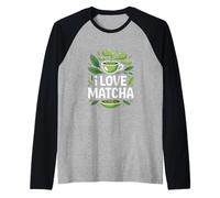 Amo L'Arte degli Amanti del tè Verde Matcha Maglia con Maniche Raglan