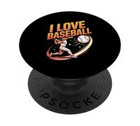 Amo l'arte del giocatore appassionato di baseball PopSockets PopGrip Adesivo