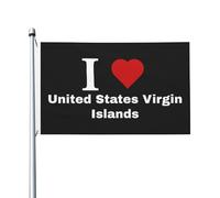 Amo Le Isole Vergini Americane Bandiera Da Cortile Resistente Alle Intemperie Bandiere Da Giardino Con 2 Occhielli Garden Flag Per Interni Esterni All'Aperto 90X150 Cm
