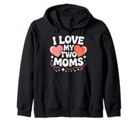 Amo le mie due mamme Heart Pride Love Felpa con Cappuccio