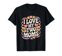 Amo le Mie Due Mamme Lesbiche LGBT Orgoglio Maglietta