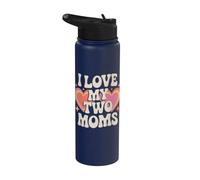 Amo le Mie Due Mamme Lesbiche LGBT Orgoglio Stainless Steel Insulated Water Bottle