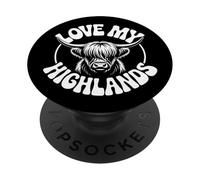 Amo le mie mucche Highland - Design fattoria rustica PopSockets PopGrip Adesivo