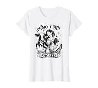 Amo Le Mie Ragazze Mucca e Gallina Vintage Fattoria Polli Maglietta