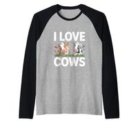 Amo le mucche Simpatici amanti degli animali da fattoria Maglia con Maniche Raglan