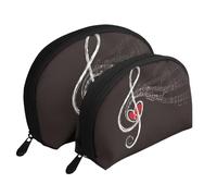 Amo le note musicali, Borsa per trucco a conchiglia Portamonete da donna Borsa da toilette piccola Borsa per cosmetici 2 pezzi