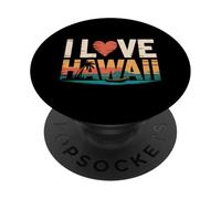 Amo le onde dell'oceano con le palme delle Hawaii PopSockets PopGrip Adesivo