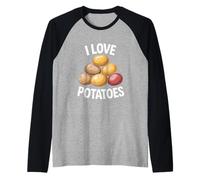 Amo Le Patate Fun Food Expression Maglia con Maniche Raglan