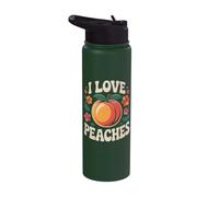 Amo le pesche in stile retrò floreale Stainless Steel Insulated Water Bottle
