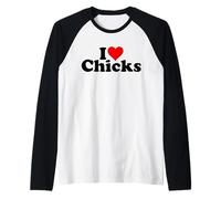 Amo Le Ragazze dal Cuore Maglia con Maniche Raglan