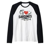 Amo Le sarde, Pesce, Frutti di Mare Maglia con Maniche Raglan