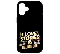 Amo le Storie e il Cibo Italiano | Book Lover Pasta Humor Custodia per iPhone 16