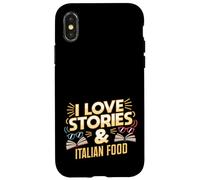 Amo le Storie e il Cibo Italiano | Book Lover Pasta Humor Custodia per iPhone X/XS