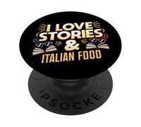 Amo le Storie e il Cibo Italiano | Book Lover Pasta Humor PopSockets PopGrip Adesivo