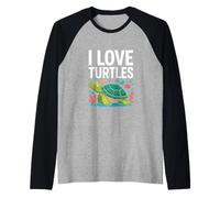 Amo Le Tartarughe Sea Life Ocean Lovers Maglia con Maniche Raglan