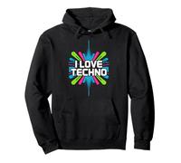 Amo le vibrazioni del Techno Rave Festival Felpa con Cappuccio