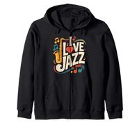 Amo Le Vibrazioni Musicali del Sassofono Jazz Felpa con Cappuccio