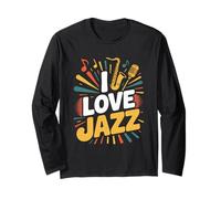 Amo Le Vibrazioni Musicali del Sassofono Jazz Maglia a Manica