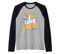 Amo Le Vibrazioni Musicali del Sassofono Jazz Maglia con Maniche Raglan