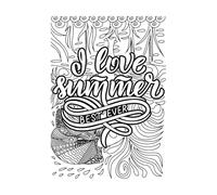 Amo l'estate, le migliori citazioni motivazionali di sempre, parole estive, design per adulti, sollievo dall'ansia Decalcomanie con incisioni di pregio 36x50.8cm Selezione multicolore Nero