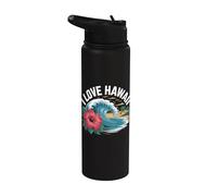 Amo l'ibisco da spiaggia tropicale delle Hawaii Stainless Steel Insulated Water Bottle