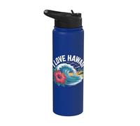 Amo l'ibisco da spiaggia tropicale delle Hawaii Stainless Steel Insulated Water Bottle