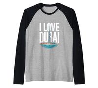 Amo l'iconico skyline del Burj Khalifa di Dubai Maglia con Maniche Raglan
