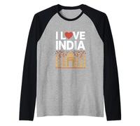 Amo l'India Taj Mahal Paisley Heritage Pride Maglia con Maniche Raglan