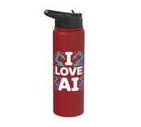 Amo l'intelligenza artificiale, la robotica e l'apprendimento automatico Stainless Steel Insulated Water Bottle