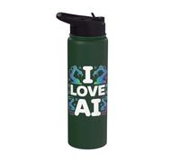 Amo l'intelligenza artificiale, la robotica e l'apprendimento automatico Stainless Steel Insulated Water Bottle