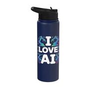 Amo l'intelligenza artificiale, la robotica e l'apprendimento automatico Stainless Steel Insulated Water Bottle