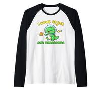 Amo Lo Spazio e i Dinosauri Dino Carino dei Cartoni Animati per Bambini Maglia con Maniche Raglan