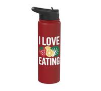 Amo mangiare broccoli alla fragola e limone Stainless Steel Insulated Water Bottle