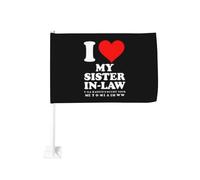 Amo mia cognata (2) Fermaglio per finestra per bandiere per auto, protezione solare, decorazione, striscione bifacciale da 12 x 18 pollici per camion