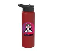 Amo Mooosic Mucca divertente con le cuffie Stainless Steel Insulated Water Bottle