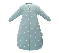 amo nenes Sacco Nanna per Bebè con Maniche Staccabili, TOG 2.5, 100% Cotone, Ideale per la Mezza Stagione e L'inverno, Lunghezza 90 cm, 6-18 Mesi (Foglie grigio-verdi)