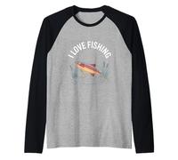 Amo pescare Catch The Big One Maglia con Maniche Raglan