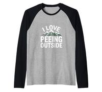 Amo Pisciare Fuori Montagne Alberi Divertimento Maglia con Maniche Raglan